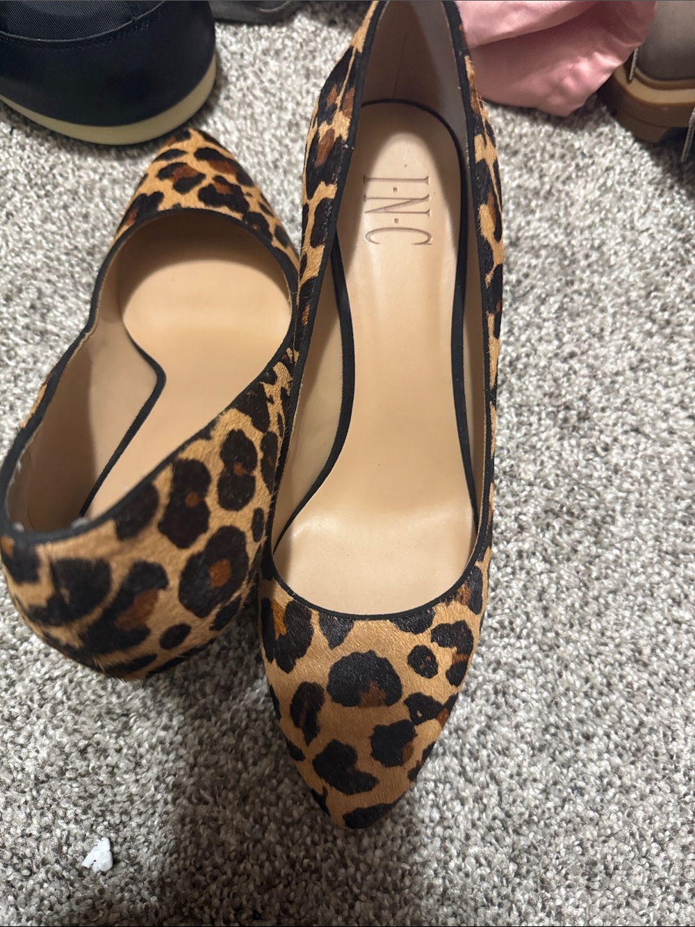 INC International Concepts Leopard-Print Pointed Pumps in Tan and Black